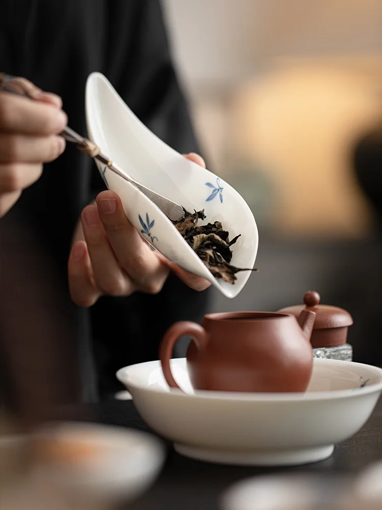수작업 도자기 차 스푼 가정용 웨이킹 티 공푸 다도 육경제로 제로 매치 구이탱 데일리 유즈 중국풍