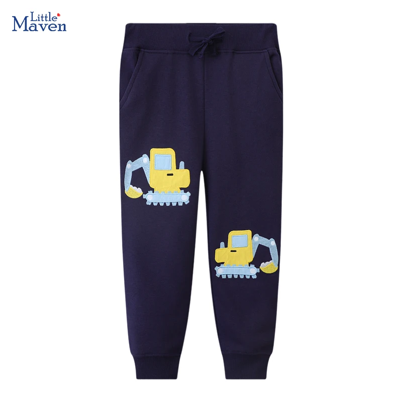 

Little maven 2024 Autumn Cartoon Excavators Vehicles Trousers Children'Clothing Cotton Baby Boys Kids Clothes Sweatpants Pants