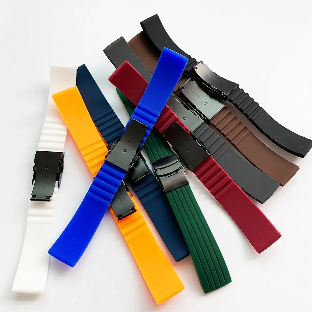 Universal Waterproof Sport Silicone Watch Band with Folding Buckle Strap
