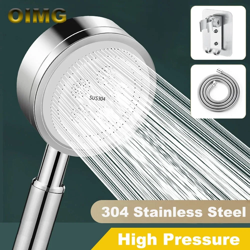 Shower Head 304 Stainless Steel High-pressure Handheld Bathroom Wall Mounted