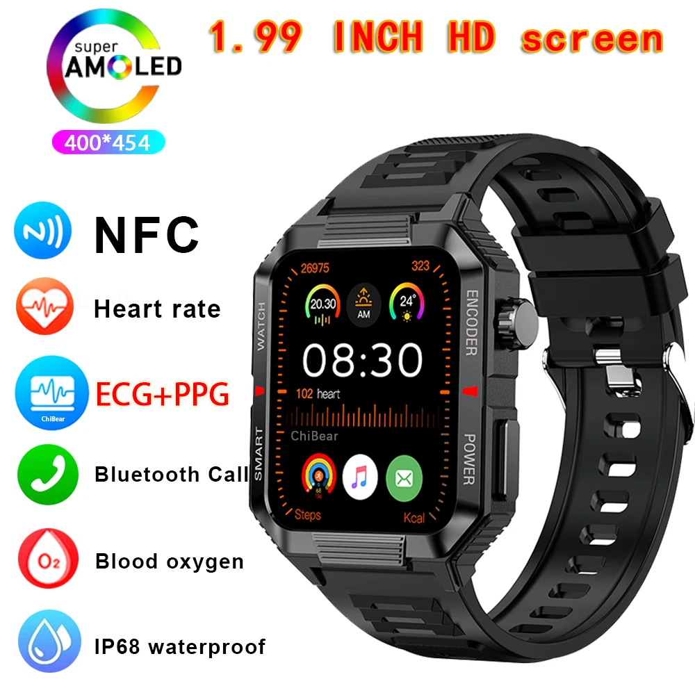Nfc Gps Da Uomo Bluetooth Call Smart Watch 1.99 ''Schermo Hd 120 + Sport Fitness Watch Outdoor Weather Data Smartwatch Impermeabile
