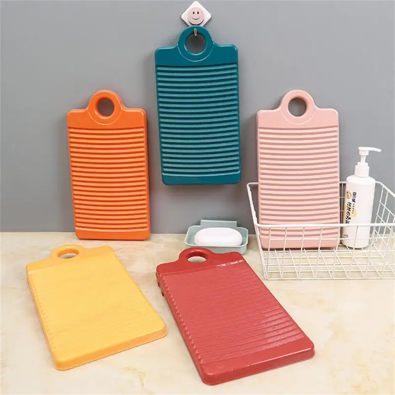 1pc Household Plastic Basin With Washboard And Handle For Hand Washing  Clothes/baby Bathing, Single Color, Cute Style