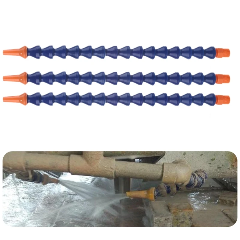 

10 Pcs Round Nozzle 1/4PT Flexible Oil Coolant Pipe Hose Blue Orange