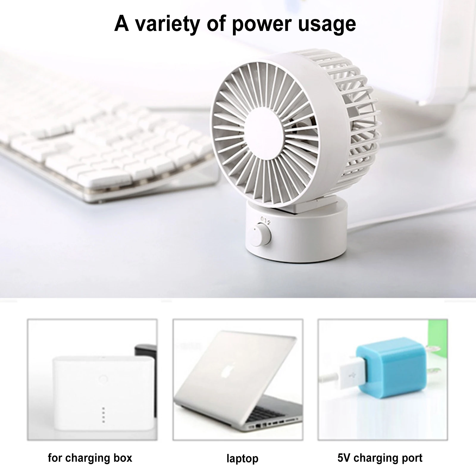 Mini USB Desk Fan Desktop Office Quiet Cooling Fans 2 Speed Adjustment Portable Table Fans Home Outdoor