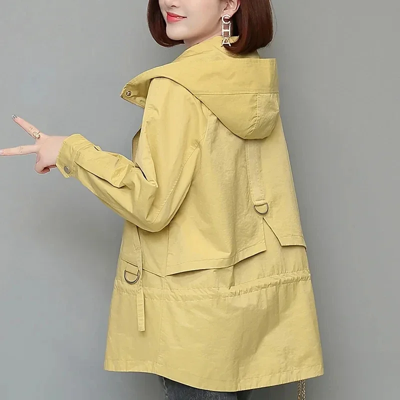 

Mother's Windbreaker Women's Spring And Autumn 2024 New Middle-Aged Mother's Loose And Thin Coat Korean Lining Trench Hooded 3XL