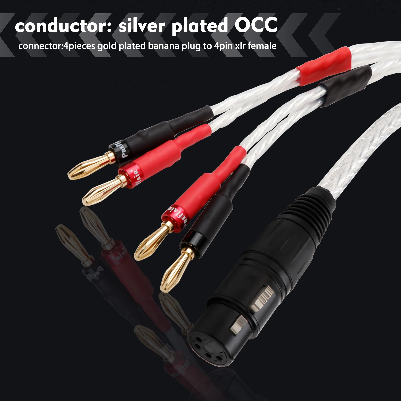 Pair OCC Copper Silver Plated HiFi XLR Plug Audio Balance