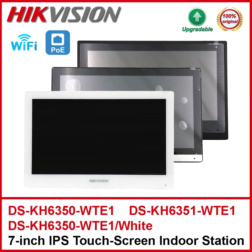Hikvision DS-KH6350-WTE1 DS-KH6351-WTE1 interphone vidéo Station intérieure IP écran tactile 7 pouces Standard POE WIFI moniteur sans fil