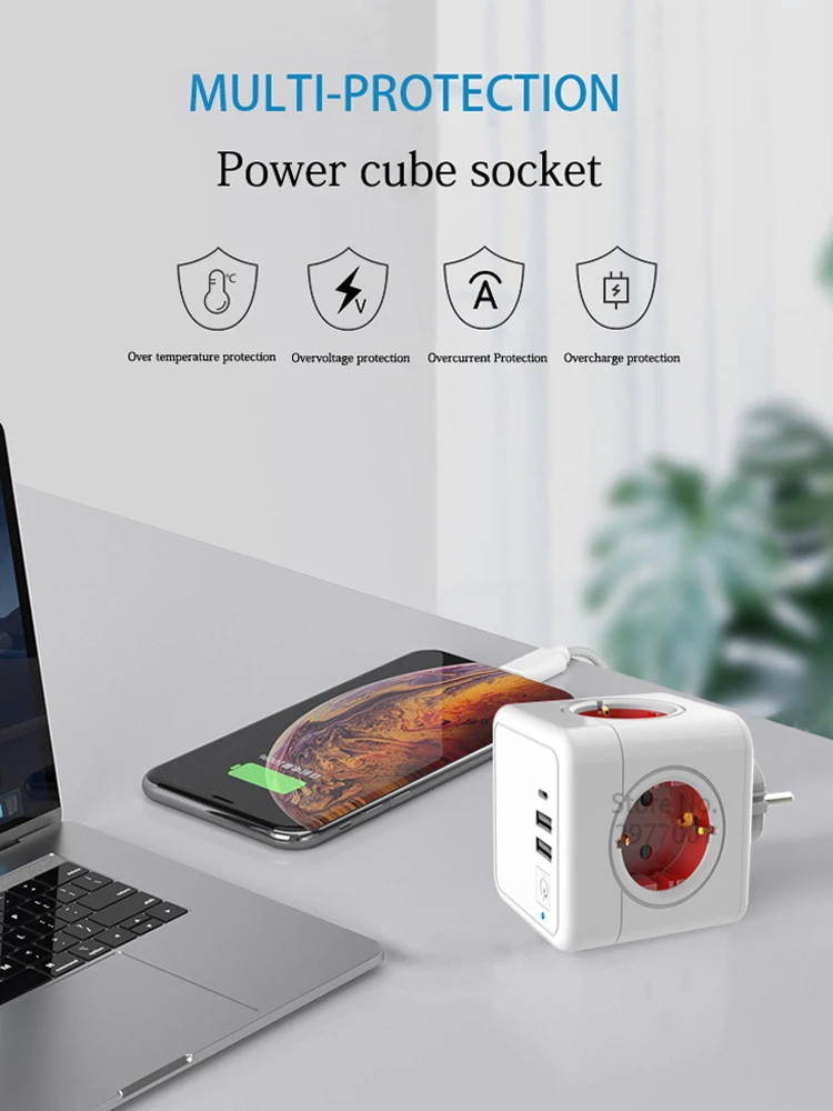 Sopend EU ÷  Ʈ, AC ܼƮ 4 , USB Ʈ 2 , CŸ 1 , 5V, 3.1A Ŀť , ÷  ѱ/ ġ 7-in-1