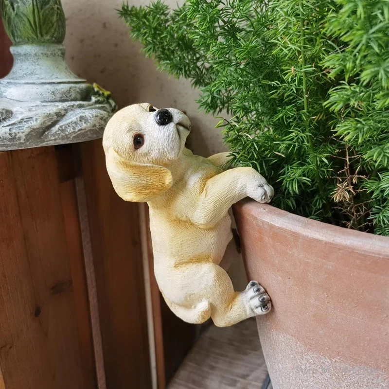 Creative Resin Crafts for Garden Decor, Small Animal Dog Cat, Backpack Sculpture, Villa Pastoral Outdoor Garden Decorations, 1Pc