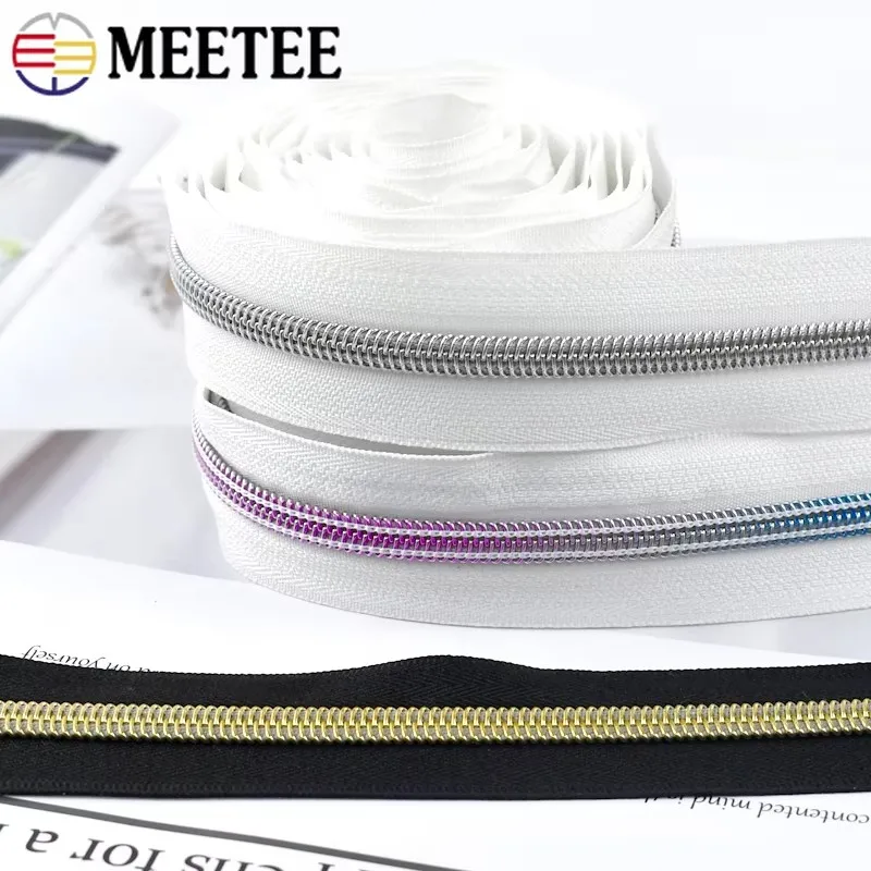 2/5/10M 3# 5# Nylon Zippers Luggage Strap Instant Zipper Slider Puller Clothing Closures Zips Roll Coil for Bags Zip Repair Kit