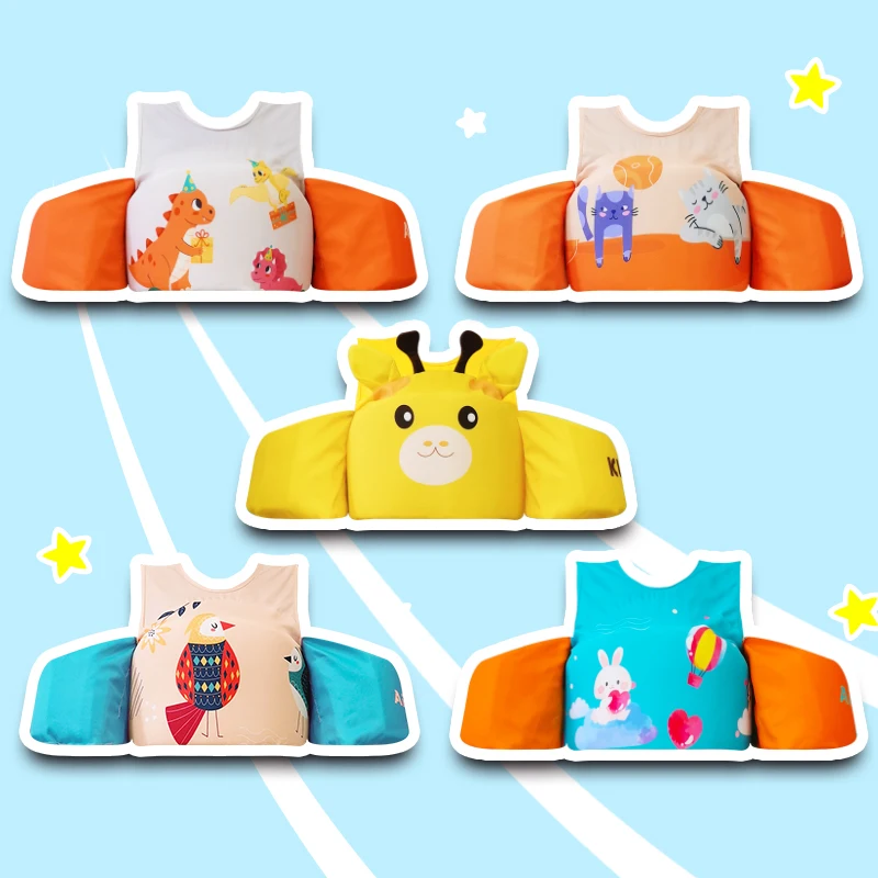 Children Swim Vest Lovely Swimming Pool Arm Floats Non-Inflatable Baby Boys Girls Life Jacket Buoyancy Aids for Kids Aged 2-6T
