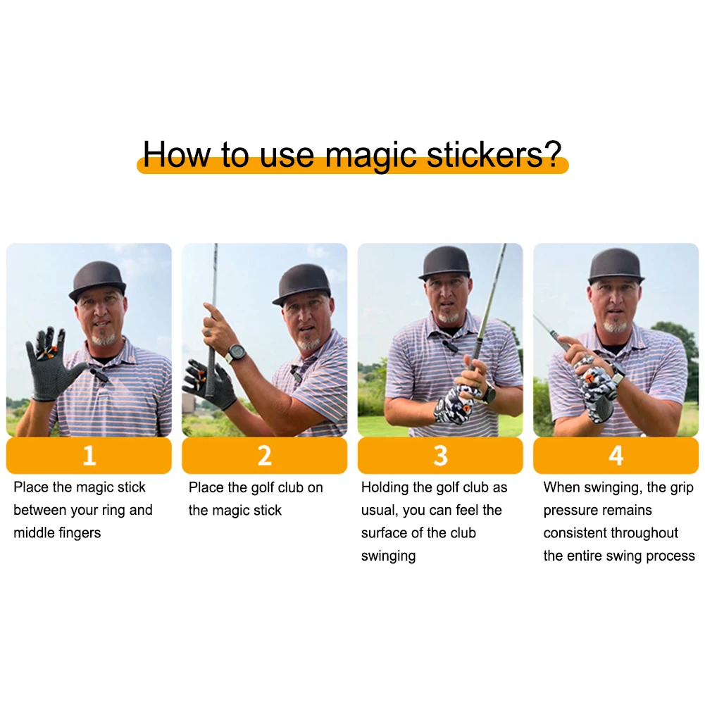 Golf Grip Alignment Tool Anti-Slip Golf Magic Grip Sticker Reduced Grip Pressure with 4 Markers Golf Grip Training Aid