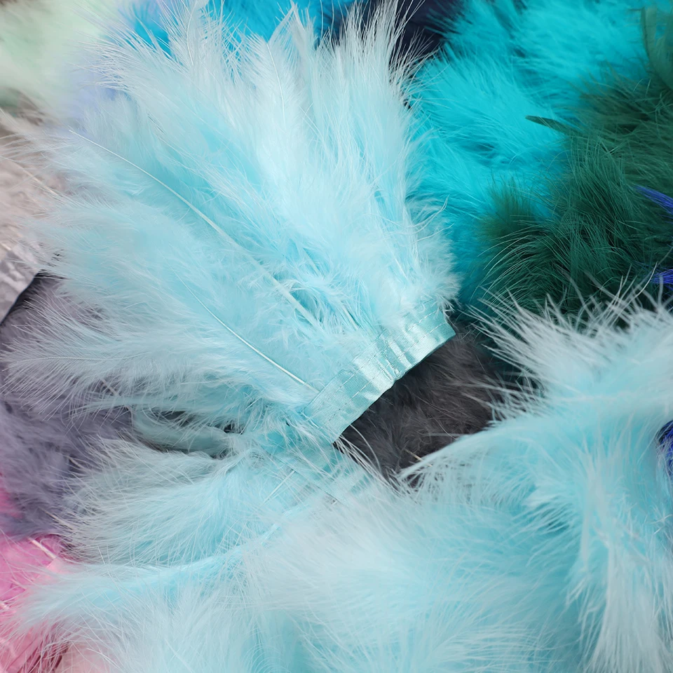 Marabou Feathers Trim 2M Fluffy Turkey Feather Ribbon 10-15cm for Party Clothes Dress Decoration Accessories Sewing Plumes