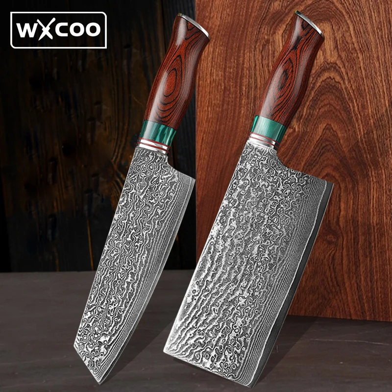 

Meat Cleaver Bone Slicing Sharp Knives Damascus Steel Chef Knife Chopping Butcher Vegetable Cutting Sharp Kitchen Knife