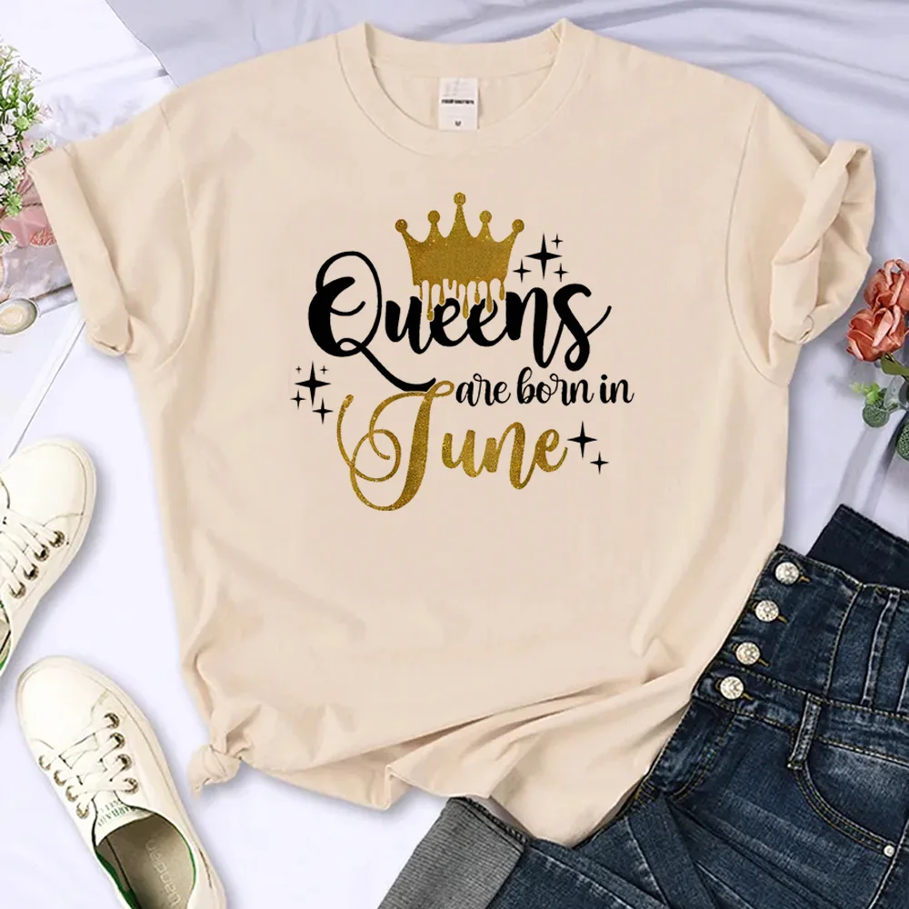 

Golden Crown Queen Are Born in January to December t-shirts women comic Y2K anime top female designer clothes