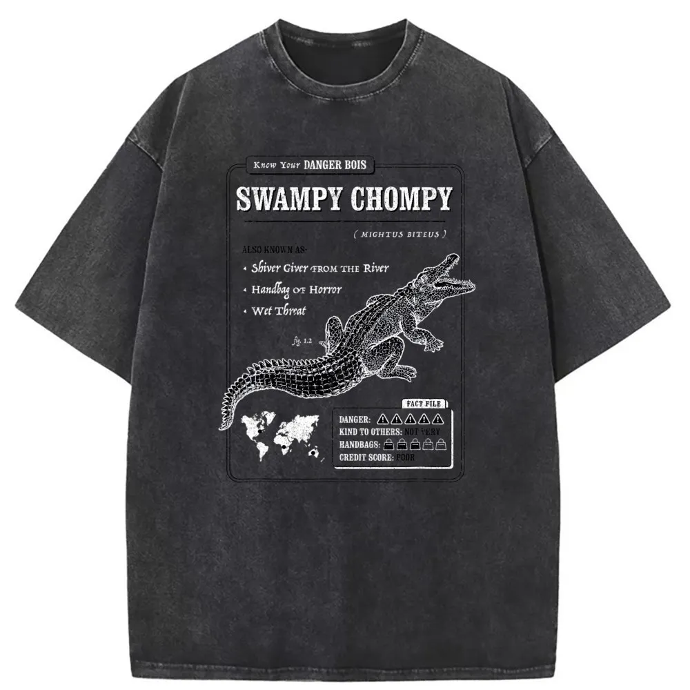 

Swampy Chompy Alligator Crocodile Print T Shirt Sweatshirts Summer Long Sleeve Plain Camisa Clothes Personalized Youth Shirt