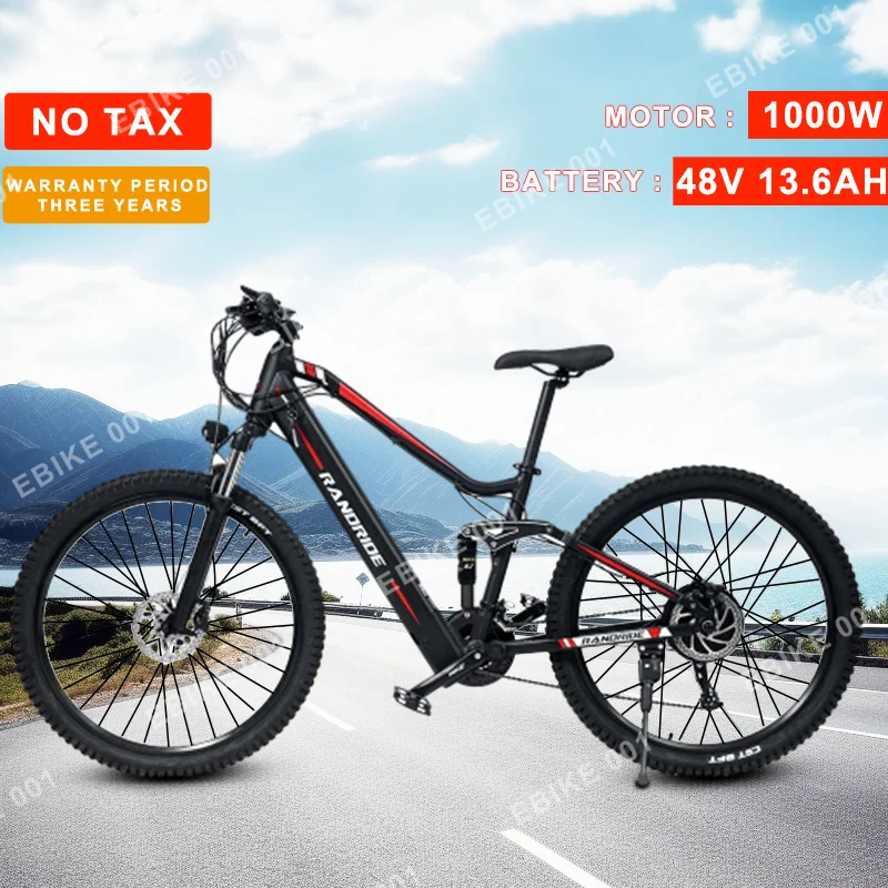 

RANDRIDE YS90 Electric bike 1000W 48V 13.6Ah E bike Full Suspension MTB bike hydraulic brake 27 gears Electric Bicycle EU Stock