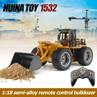 HUINA 1532 1/18 Remote Control Alloy Bulldozer 2.4GHz Crawler Radio Controlled Cars Trucks Engineering Cars Boy Children Gift 1