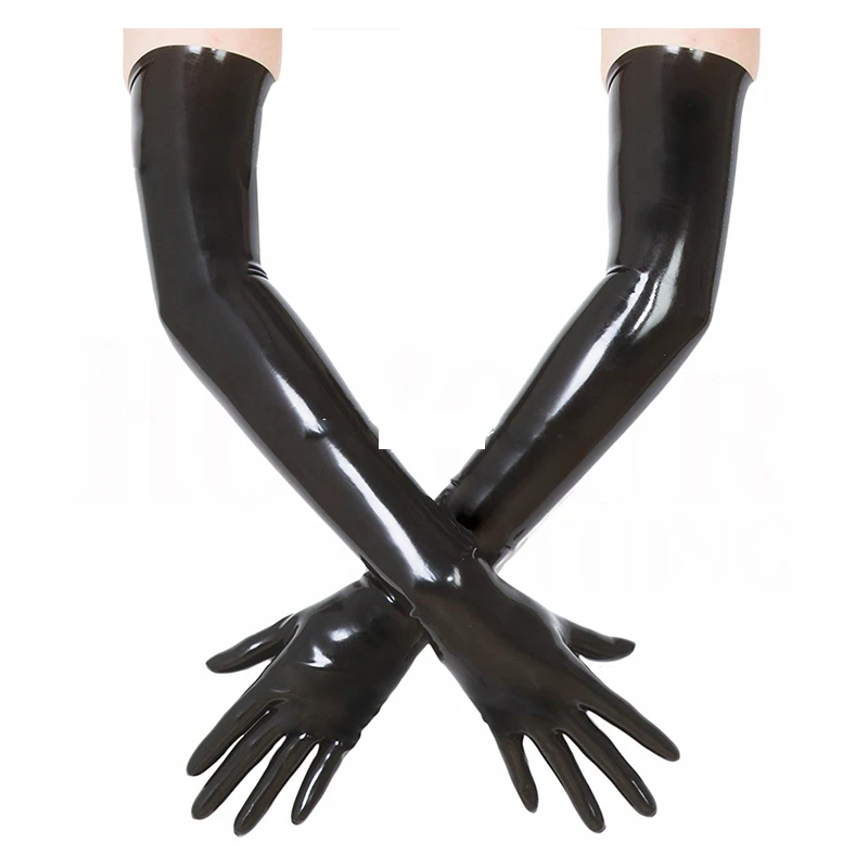 Unisex Latex Rubber Gloves Fetish Wrist Seamless Moulded Shoulder Length Long Gloves Men Women Bodysuit Catsuit Hoods