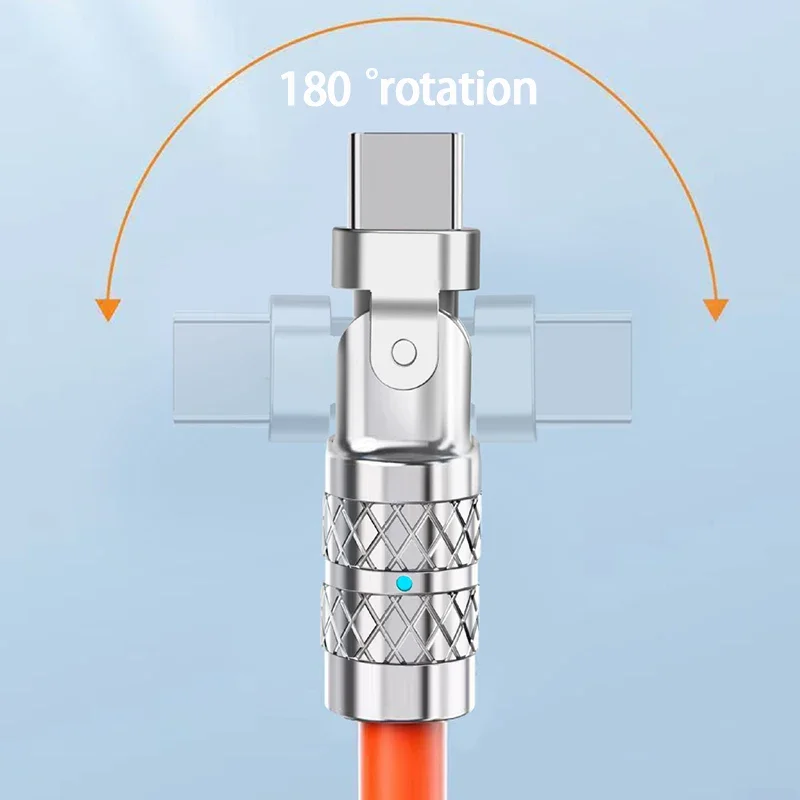 120W 7A USB C Cable 180° Rotation Elbow Fast Charge Cable For Xiaomi Redmi Honor Gaming Phone Charger USB Type C Data Cord