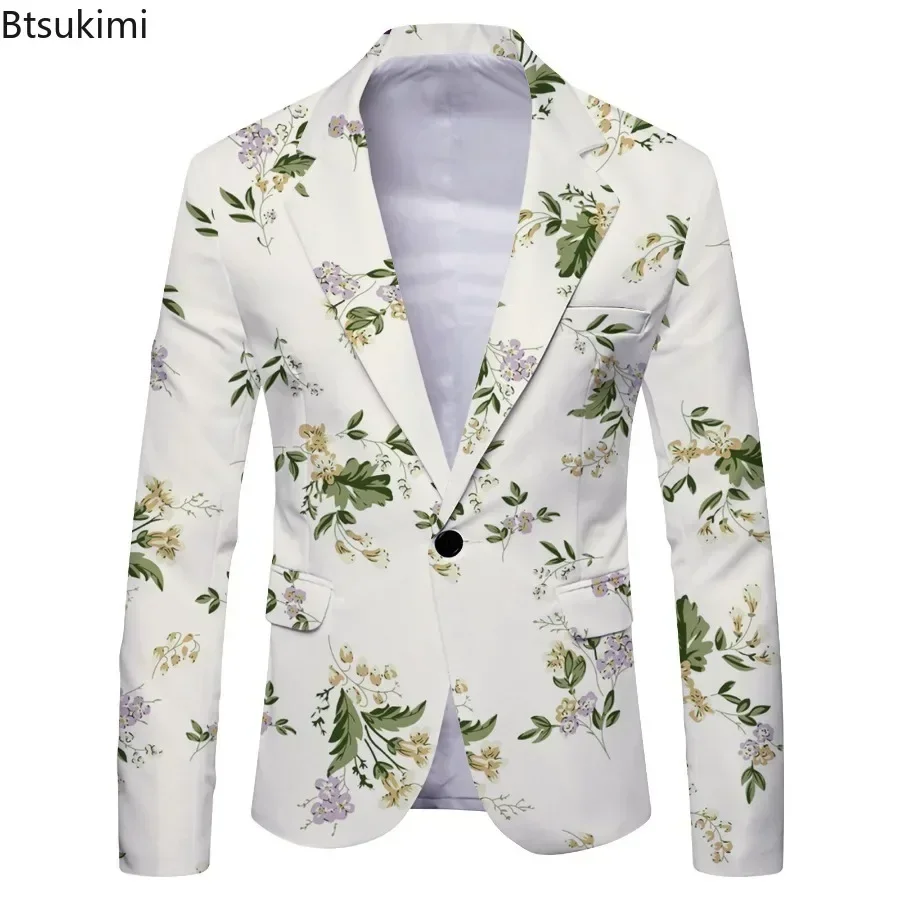 Men's Slim Fit Blazers Jacket Fashion Gradient Print Suit Coats Man Trend Streetwear Casual Party Stage Prom Costume Male