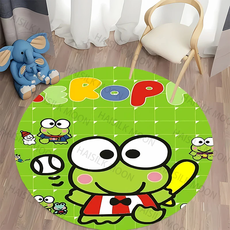 thumbnail image 1 of Alfombra redonda Sanrio Keroppi, alfombra para niños, alfombra redonda, alfombra para dormitorio, sala de estar, silla, alfombra antideslizante, 1 of 5