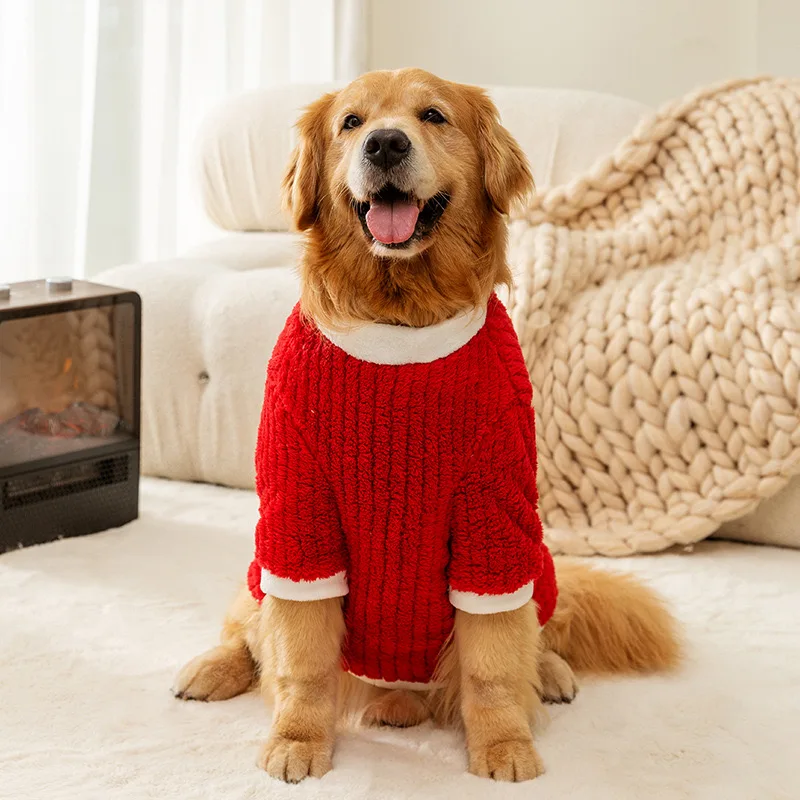 Christmas pet warm clothes winter thickened velvet casual and comfortable large dog golden retriever Labrador dog clothes