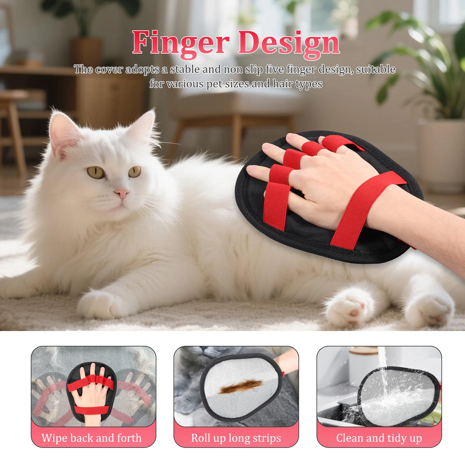2Pcs Pet Grooming Gloves Efficient Pet Hair Removal Glove Reusable Electrostatic Cat Dog Hair Brush Cleaning Tool Pet Supplies