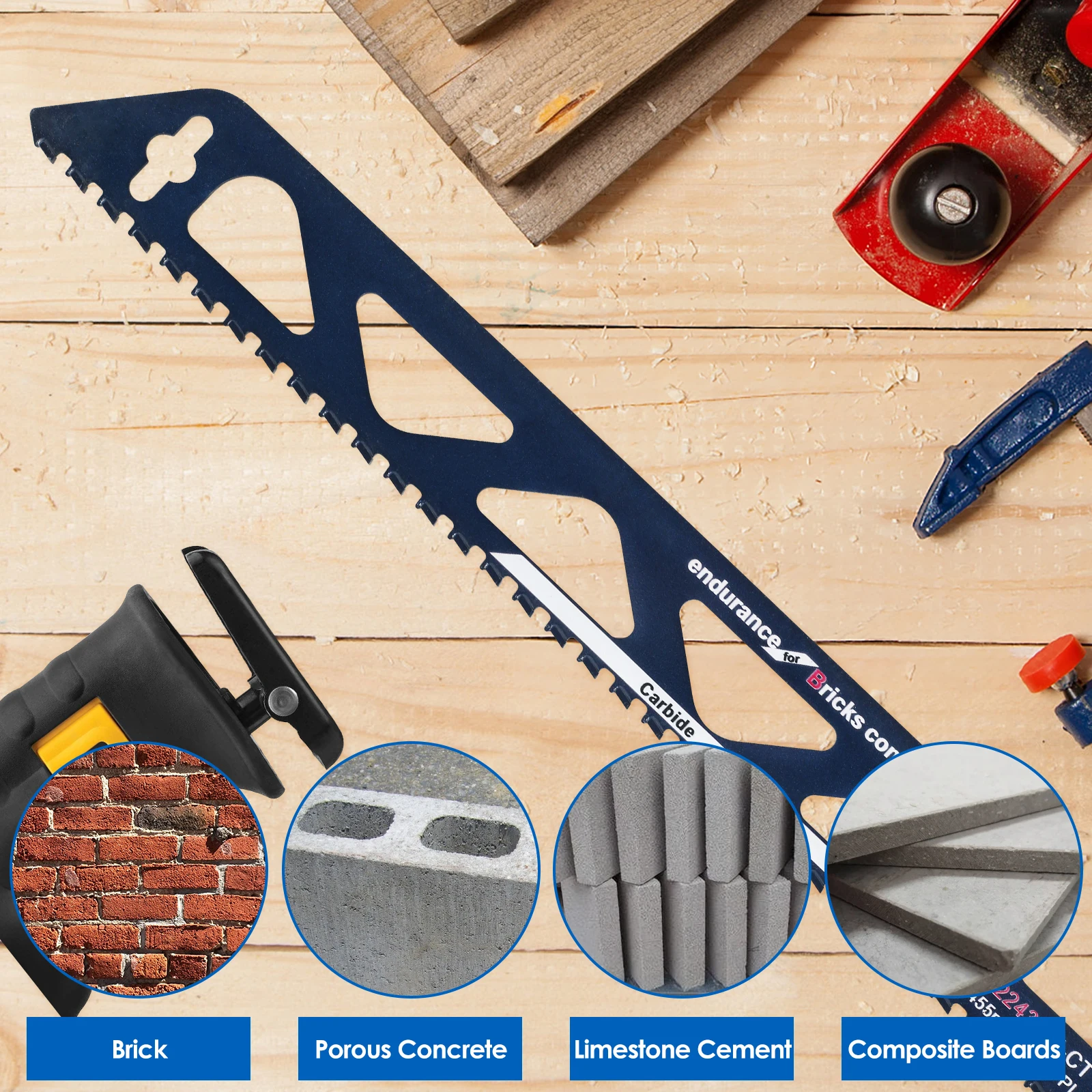 Reciprocating Saw Blades reciprocating saw blades 12/18in Universal Cutting Recip Sabre Saw Blade Alloy Steel Brick Concrete Stone Demolition Cutting Tool