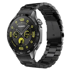 Elegant 22mm Stainless Steel No - Gap Link Bracelet Strap - Premium Watchband Accessory for HUAWEI GT 4 46MM (Black)