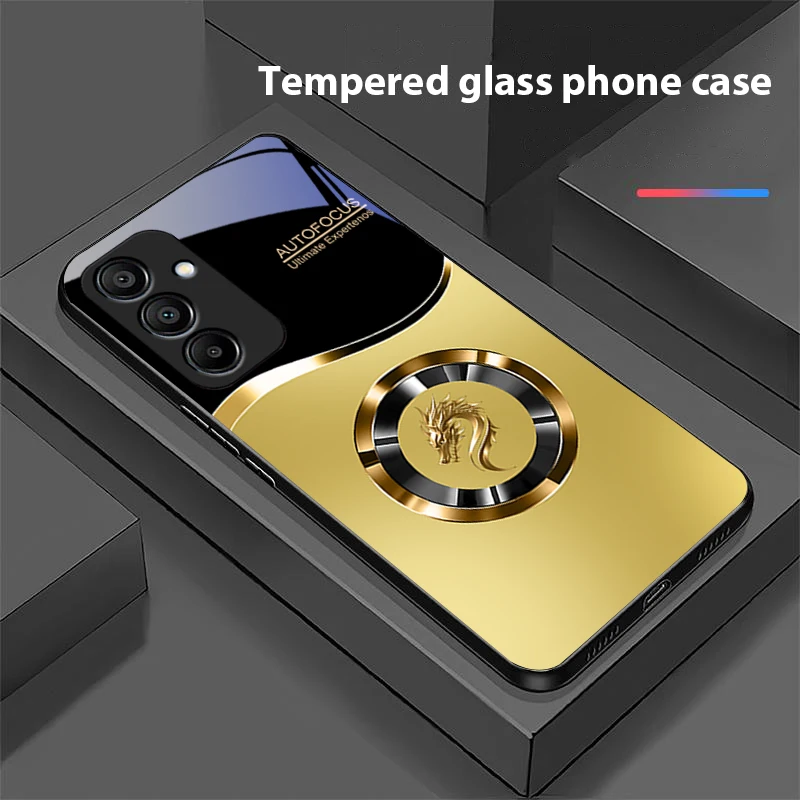Gradual Round Dragon Black Tempered Glass Phone Case