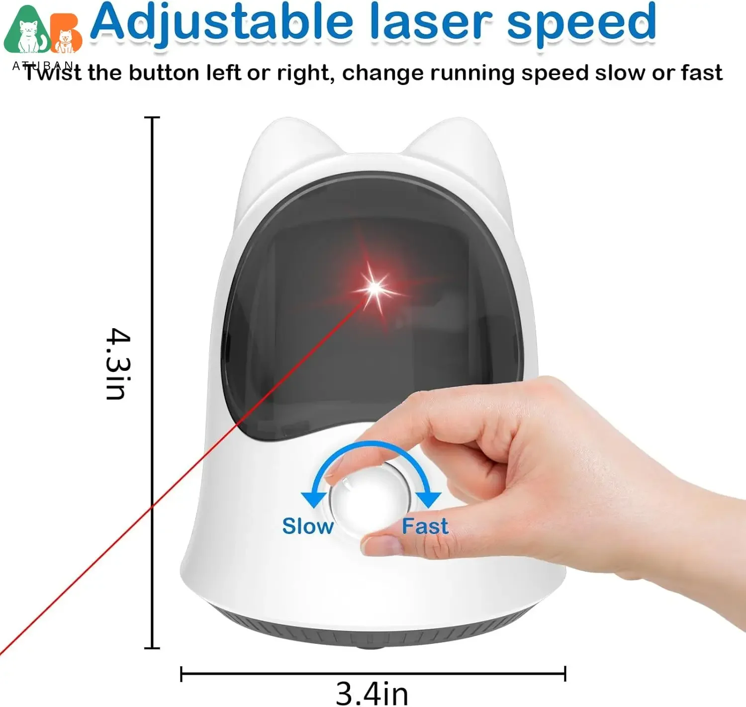 ATUBAN Laser Cat Toys with Real Random Trajectory Automatic Cat Laser Toy Rechargeable Interactive Toys for Indoor Cats pet toys cat toy