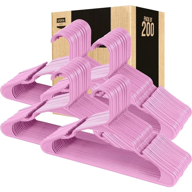 Clothes Hangers 200 Pack - Plastic Hangers Space Saving - Durable Coat Hanger with Shoulder Grooves (White) 6