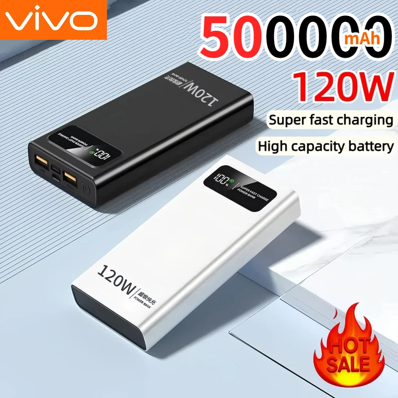 VIVO 500000mAh batterie externe 120W haute capacité charge Super rapide batterie affichage numérique Powerbank pour iPhone Huawei Samsung