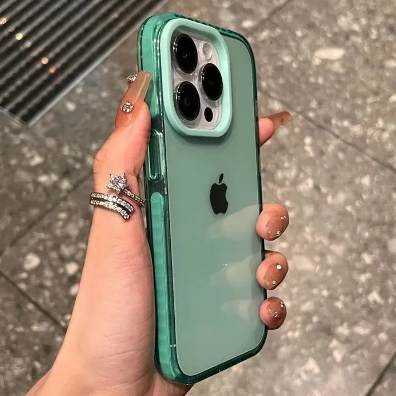 Luxury Transparent Airbag Shockproof Phone Case with Contrasting Bumper Design