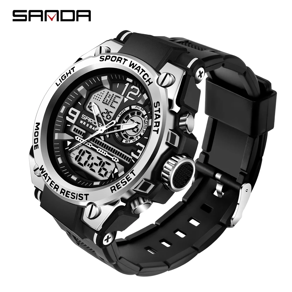 SANDA G Style Men Digital Watch Shock Military Sports Watches Dual Display Waterproof Electronic Wristwatch Relogio Masculino