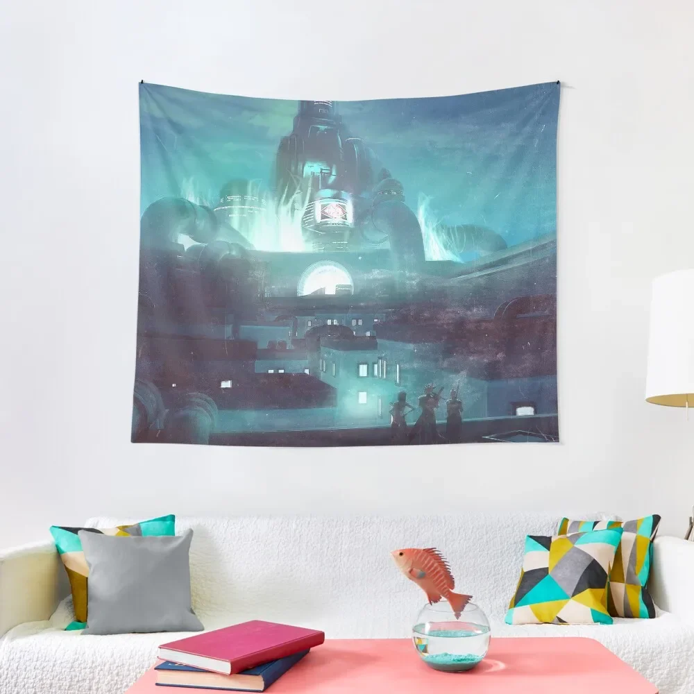 

Looking at the Shinra building Tapestry Christmas Decoration Aesthetic Room Decoration Wall Mural Tapestry