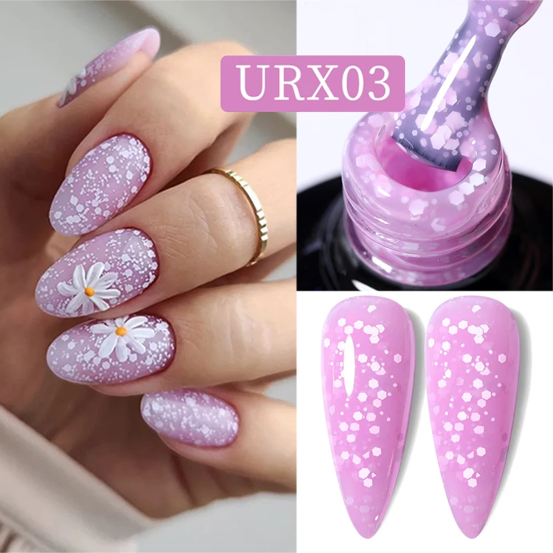 UR SUGAR 7ml Glitter Gel Nail Polish Semi Permanent Snowflake White Purple Snow Sequins Soak Off UV Nails Art Varnish Manicure