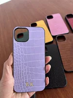 Luxury Personalized Initial Letter Leather Crocodile Case For  iPhone 17 16promax 15plus 14 13 12 11 Pro X XR Customized Cover 3