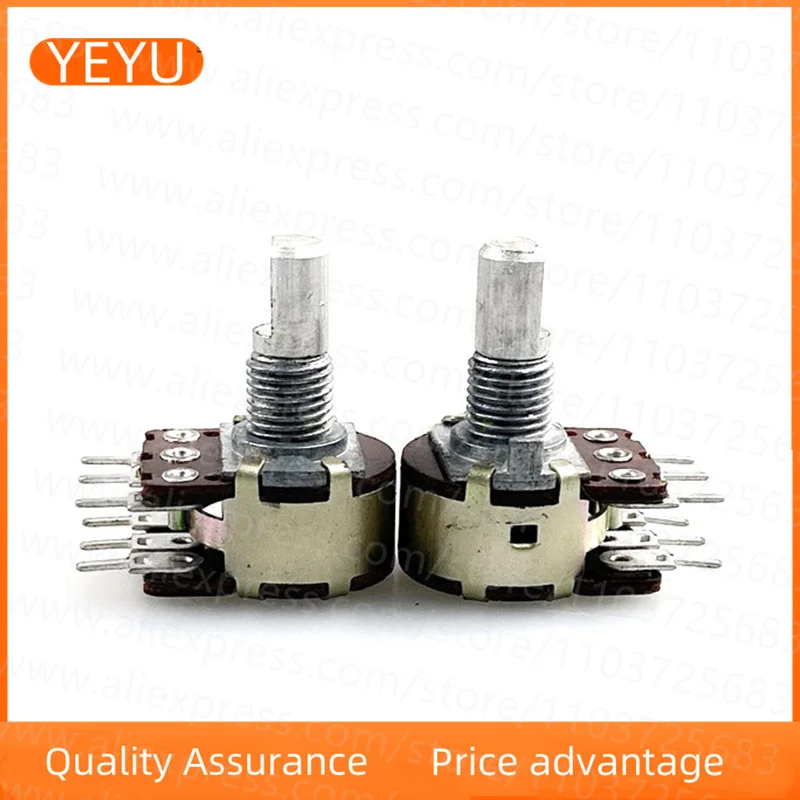 2PCS R16 Type A10K 6-pin Dual Potentiometer Power Amplifier Speaker Volume Adjustment Carbon Film 15mm D Axis