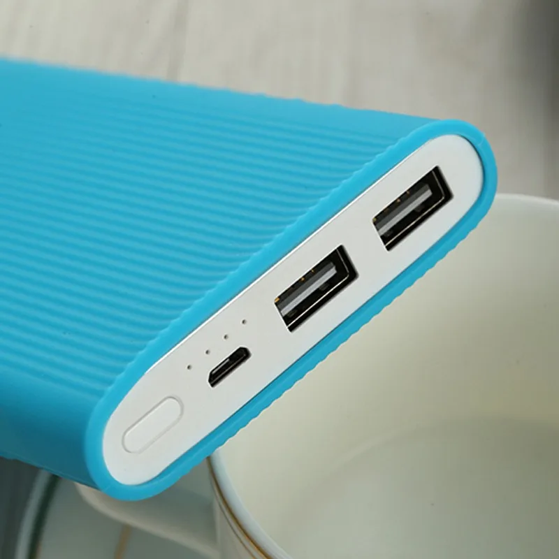 1Pc Silicone Protector Cover Case for Xiaomi Power Bank 2 Series 10000mAh Powerbank Sleeve PLM09ZM Portable Charger Shell Covers