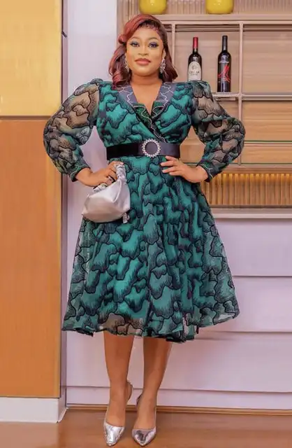 Adanna Formal V-neck Gathered Dress