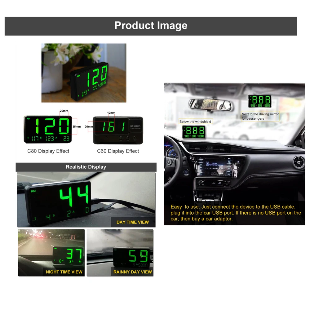 ڵ HUD  ÷ GPS  ӵ, 4.5 ġ LED  ÷, ڵ Ʈ SUV ̿  MPH KM/H