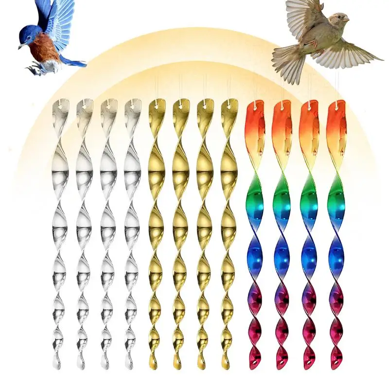 

Bird Scare Rods 12PCS Spiral Reflectors Reflective Bird Device Safe Bird Reflectors Scarer Reflective Bird Repelling Reflector