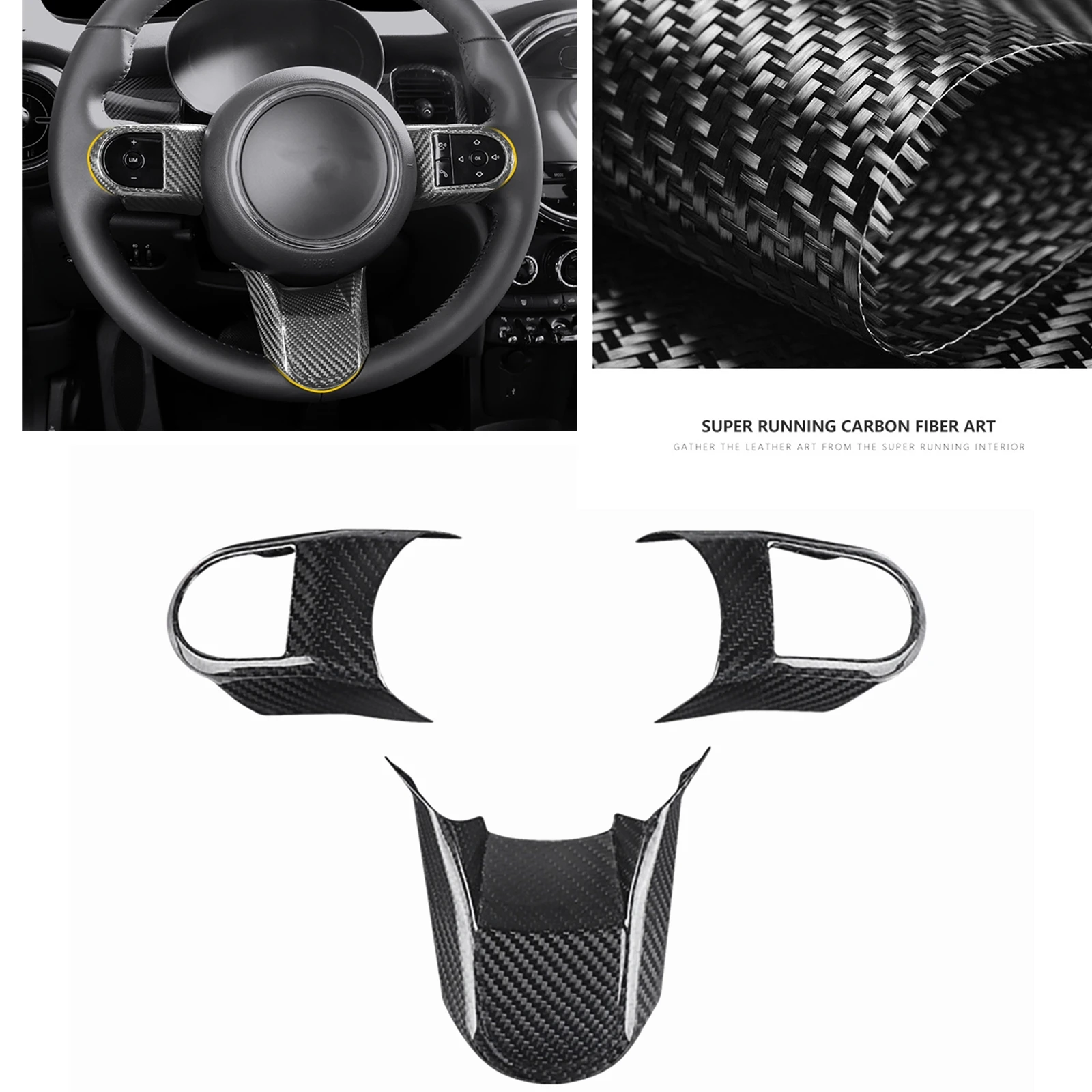 

Carbon Fiber Car Gear Steering Wheel Sticker Panel Cover Trim Frame For BMW MINI Cooper F55 F56 F57 2021-2022 Base Version
