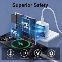 PD 40W Charger USB C Fast Charging Cable For iPhone 17 16 15 Pro Max Air Mini Type C Data line Quick Phone Charger Power Adapter 2