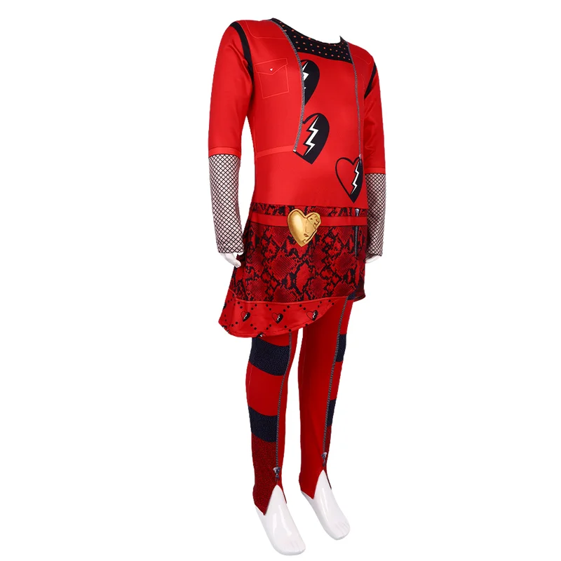 Descendants 4 Cosplay Costume for Girls Movie The Rise of Red Princess Bodysuit Halloween Birthday Party Dresses Wig Suit