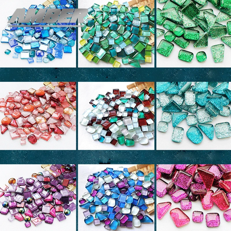 100g Diy Mix Color Glitter Glass Mosaic Stones Mosaic Tiles Glass Pebbles Crafts Material Puzzle For Diy Mosaic Making  arte