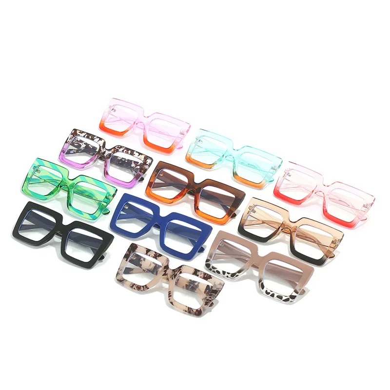 Vibrant Oversized Square Black Eyeglasses with Clear Lenses