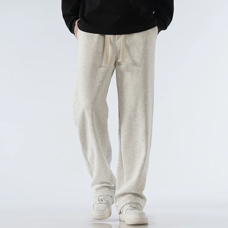 Wide Leg Pants Fashion Pants Fashionable Wide Leg Pants Men's Pants Wide Leg Cotton Fabric Straight Loose Outdoor Solid Color Knitted Sweatpants High-quality Soft Long Baggy Trousers